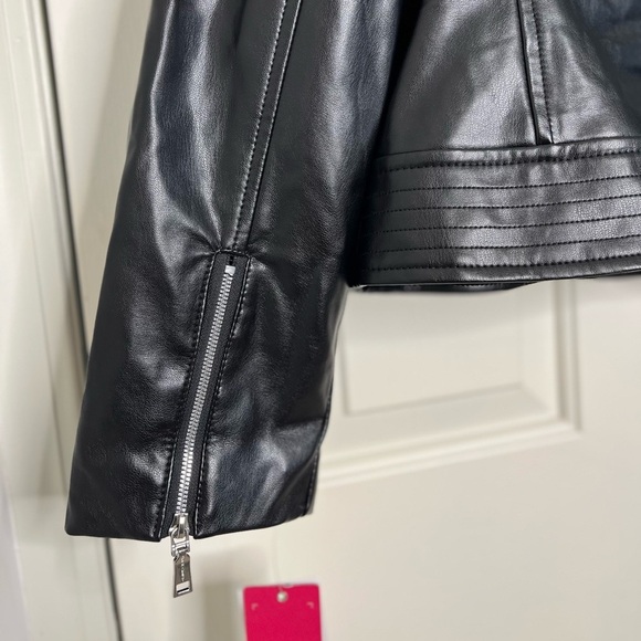 NWT Vince Camuto Asymmetric Zip Faux Leather Moto Jacket L Black - Picture 11 of 15